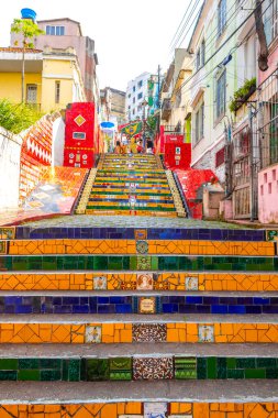 Rio de Janeiro Eyaleti Rio de Janeiro Brezilya 21. Ekim 2020 Escadaria Selaron Rio de Janeiro Eyaleti Rio de Janeiro Brezilya 'da kırmızı ünlü merdiven basamakları..