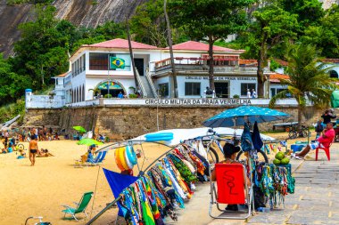 Rio de Janeiro State of Rio de Janeiro Brazil 17. October 2020 Urca village coastal and beach promenade with street sidewalk bars restaurants and people in Rio de Janeiro Brazil.