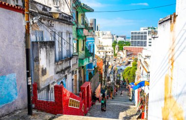 Rio de Janeiro Eyaleti Rio de Janeiro Brezilya 21. Ekim 2020 Escadaria Selaron Rio de Janeiro Eyaleti Rio de Janeiro Brezilya 'da kırmızı ünlü merdiven basamakları..