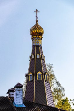 Brest Brest Bölgesi Belarus 23. Eylül 2020 Rus kilisesi ve katedrali Leninskiy Rayon Brest Brest İlçe Brest Bölgesi Belarus 'ta yuvarlak kubbeli.