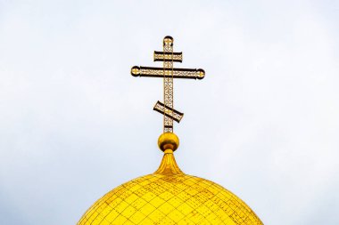 Minsk Minsk Minsk Bölgesi Belarus Bölgesi 'nde, altın kubbeli kilise katedralinin İkon Tapınağı..