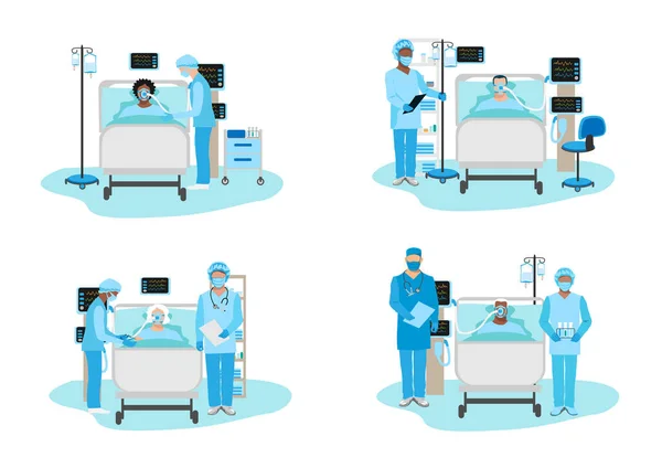 Soins Infirmiers Pour Les Patients Unité Soins Intensifs Merci Infirmières — Image vectorielle