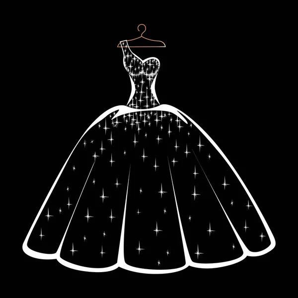 Висячее Вешалке Красивое Кружево Блестящее Платье Свадьбы Вечера Выпускного Красота — стоковый вектор