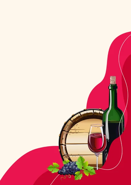Вино Виноград Реалистичный Вектор Натюрморта Плаката Приглашения Меню Интернета Украшения — стоковый вектор