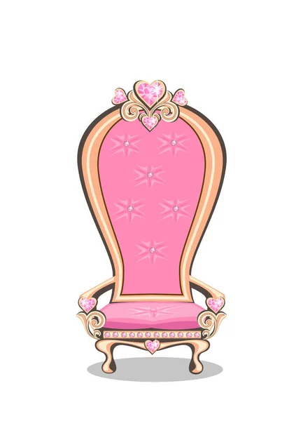 Beautiful Pink Throne Armchair Beautiful Princess Adorned Heart Shaped Pink — Stockvector