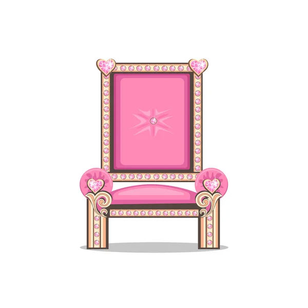 Beautiful Pink Throne Armchair Beautiful Princess Adorned Heart Shaped Pink — Wektor stockowy