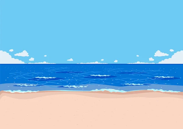 Praia Tropical Mar Com Ondas Céu Azul Com Nuvens Seascape — Vetor de Stock