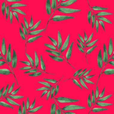 Tile background with green leaves