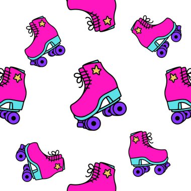 Tile background with vintage rollerskates