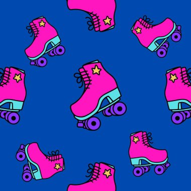Tile background with vintage rollerskates