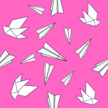 Tile background with paper airplanes. 