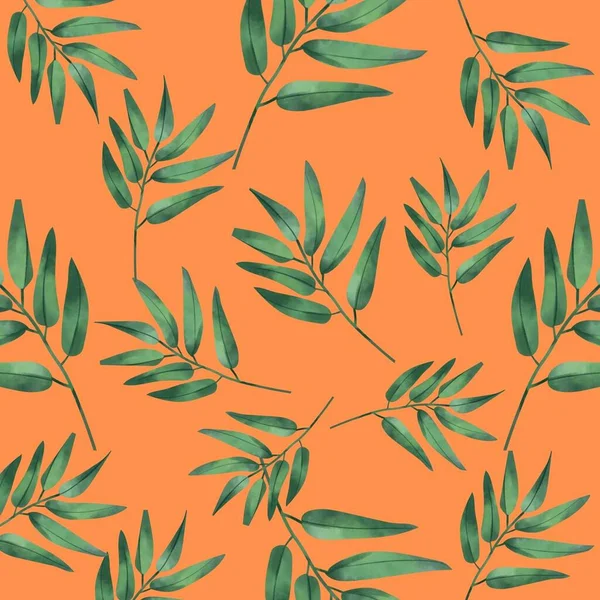 Tile background with green leaves