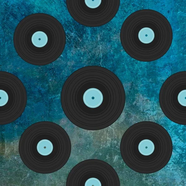 Tile background with vinyl records.