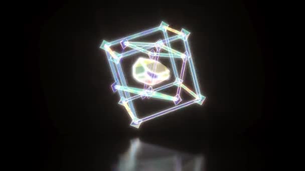Leuchtende Diamantboxen Abstrakten Stil Neon Grafik Modern Hell Der Lage — Stockvideo