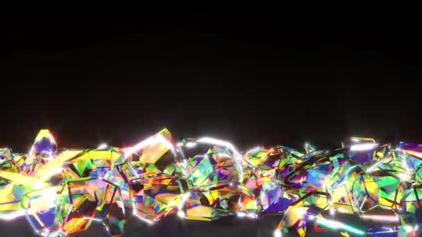Streuen Von Diamantsteinen Auf Einer Glasoberfläche — Stockvideo