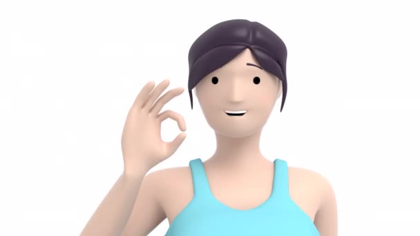 Character Woman Girl Hand Able Loop Seamless — Stock Video
