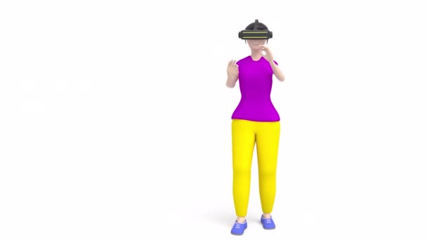 Postava Girl Brýle Stylu Futuristický Životní Styl Smart Zařízení Smyčka — Stock video