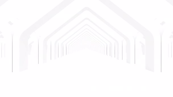 Long White Corridor Modern Intro Tunnel Open Space Transparent Background — Video Stock
