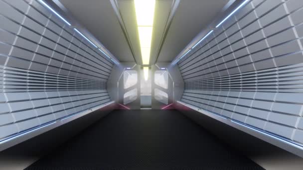 Technology Tunnel Space Station Futuristic Interior — Stok video