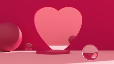 Podium mockup heart valentines day intro able to loop seamless 4k