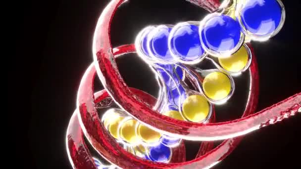 Yellow Blue Dna Model Red Liquid Rotate Black — Video