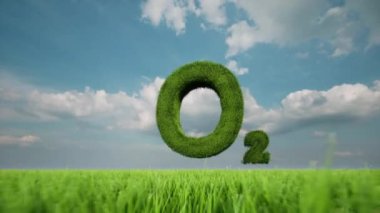 Green oxygen sign on a green spring meadow 4k