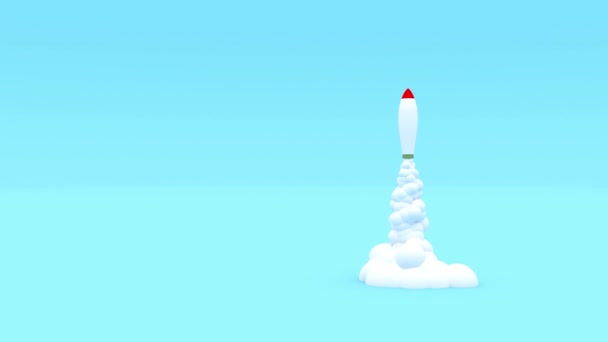 Rocket Launch Blue Background Startup Concept — Vídeo de Stock
