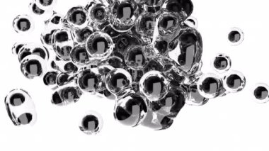 Intro Black glass metaball on white 4k