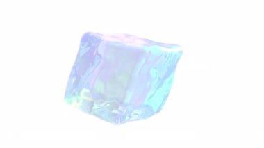 Holographic cube rotates around its axis on a transparent background 4k