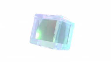 Hologram cube rotate intro transparent back able to loop 4k