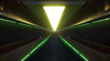 Bir uzay gemisi 4k üzerinde gelecekçi neon koridor