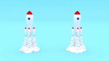 İki uzay roketi fırlatma konsepti 4k