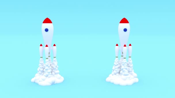 发射两枚空间火箭发射构想4K — 图库视频影像