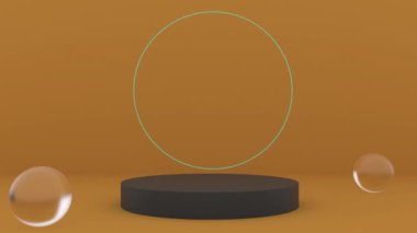 Mockup sahne neonlu daire göz kırpması kusursuz 4k döngü yapabilir