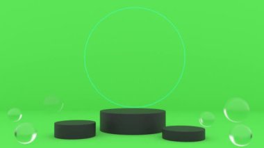 Yeşil siyah model cam küreler neon daireyi 4k 'ye taşıdı.