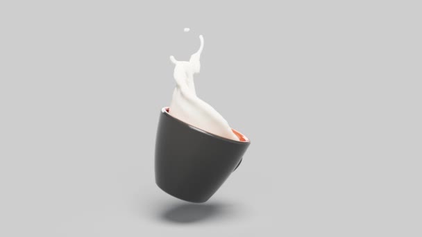 Tazza Levitazione Con Spruzzi Latte Grado Loop Senza Soluzione Continuità — Video Stock