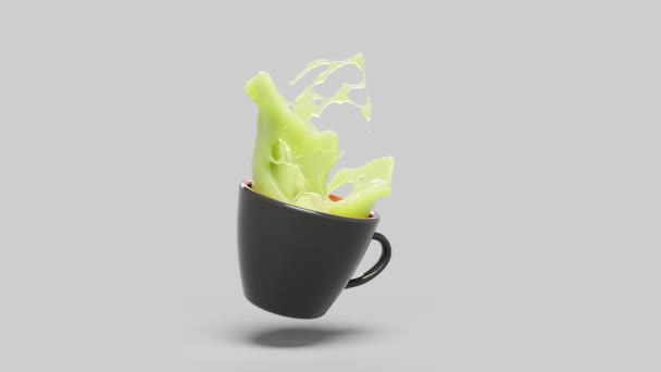 加有果汁内插器的杯子悬浮液 能无缝循环4K — 图库视频影像