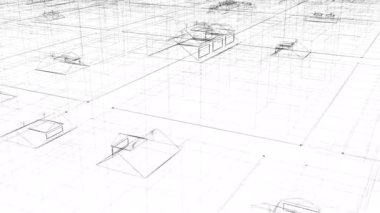 Şehrin şebeke çizimi şeffaf geri 4k