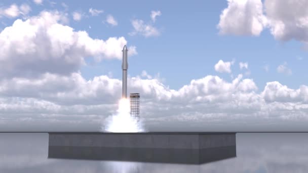 Rocket Lansering Från Plattform Vattnet — Stockvideo