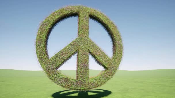 Peace Sign Made Flowers Green Field — Stok Video
