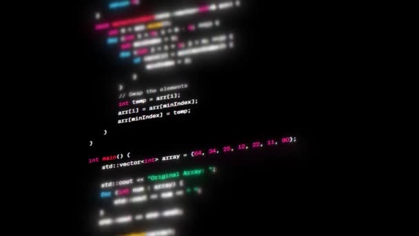彩色程序员代码运行源数据库开发人员4K — 图库视频影像