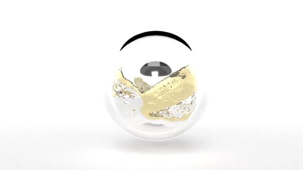 白背4K上的金色玻璃球3D风格 — 图库视频影像