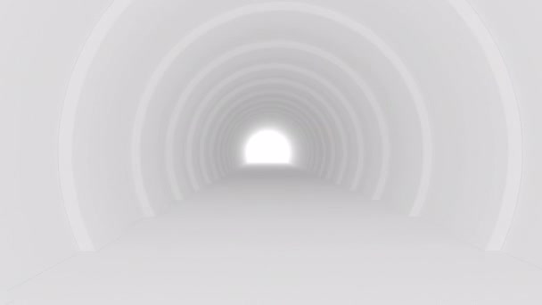 Vit Tunnel Modern Arkitektur Med Transparent Hål — Stockvideo