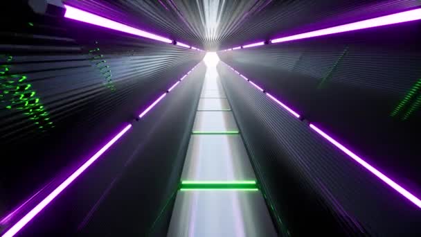 Jasny Tunel Niebieski Czerwony Różowy Widmo Fioletowe Fluorescencyjne Światło Ultrafioletowe — Wideo stockowe
