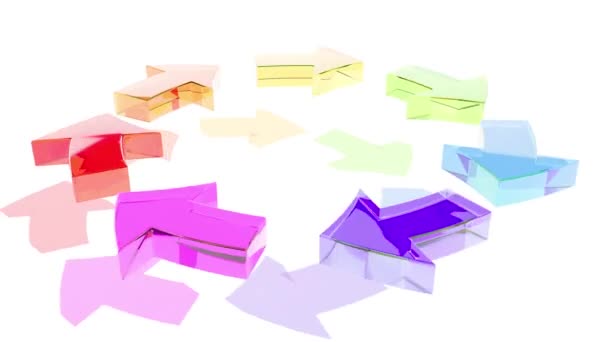 Flechas Coloridas Apuntando Diferentes Direcciones Esta Imagen Podría Representar Diversidad — Vídeo de stock