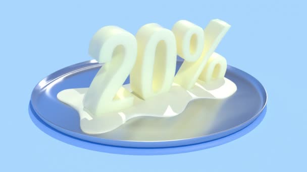 Butter Schmilzt Prozent Rabatt Auf Silberteller — Stockvideo