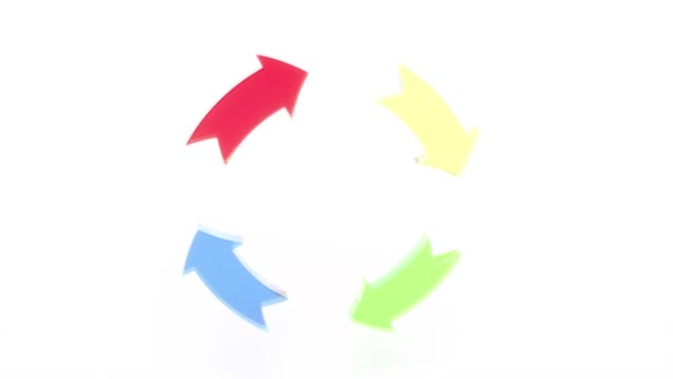 四支多色箭在一个圆圈里 能无缝隙地旋转4K — 图库视频影像