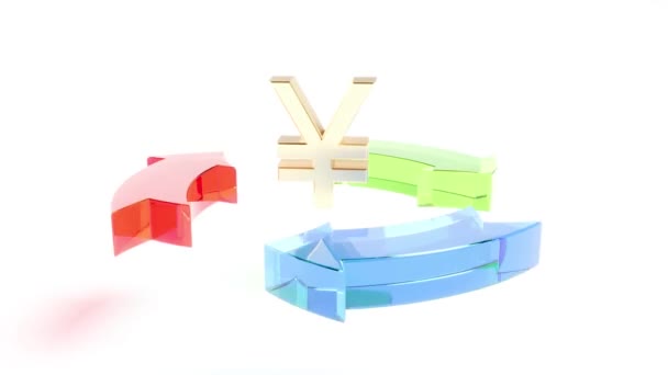 Oro Cinese Yen Colore Vetro Frecce Intro Grado Loop Senza — Video Stock