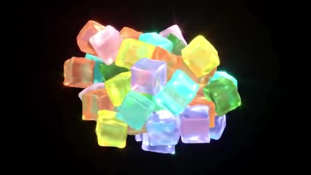 Colore Cubetto Ghiaccio Sul Retro Nero Intro Grado Loop Senza — Video Stock