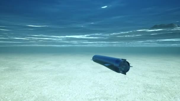 Drone Submarino Torpedo Brazo Militar Mar Océano — Vídeos de Stock